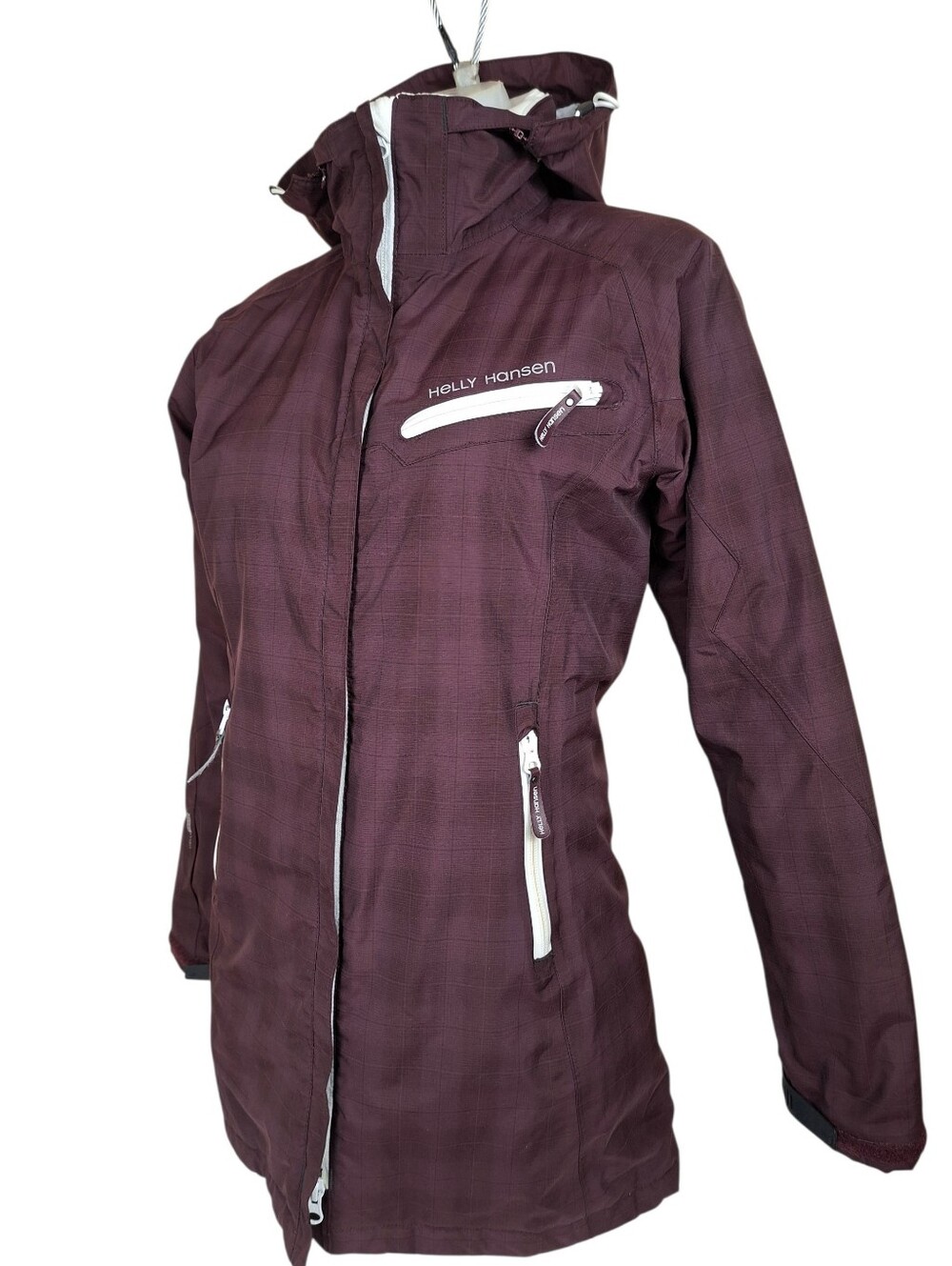 Helly Hansen Ski Jacket Swowbord Outdoor Burgundy Coat Size XSmall Helly Tech